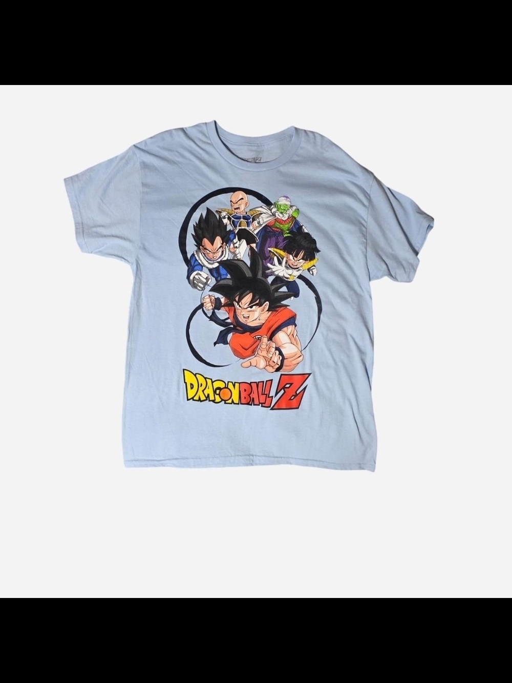 Dragon Ball Z Crew Neck Graphic Print Cotton T-Shirt Light Blue Mens Size L NWOT